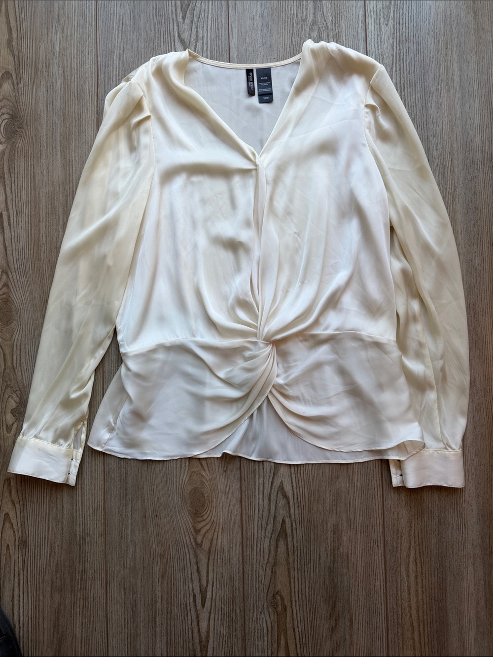 Bisou Bisou Ivory Twist-Front Blouse